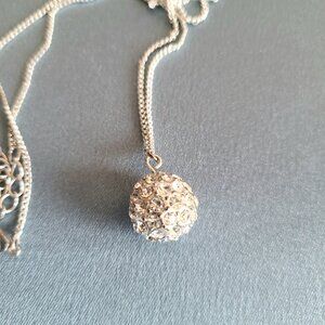 Silver color metal chain with  clear crystals/rhinestones disco ball.